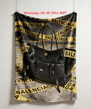 Balenciaga Caution Tape Handbag Flannel Throw Blanket for Sofa and Wall Decor BA142
